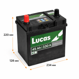 Batería Lucas Premium 45Ah 330A L+ (B34) Asia