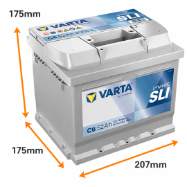Batería Varta Dynamic SLI C6 52Ah 520A R+ (552401052)