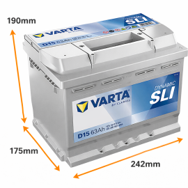 Batería Varta Dynamic SLI D15 63Ah 610A R+ (563400061)
